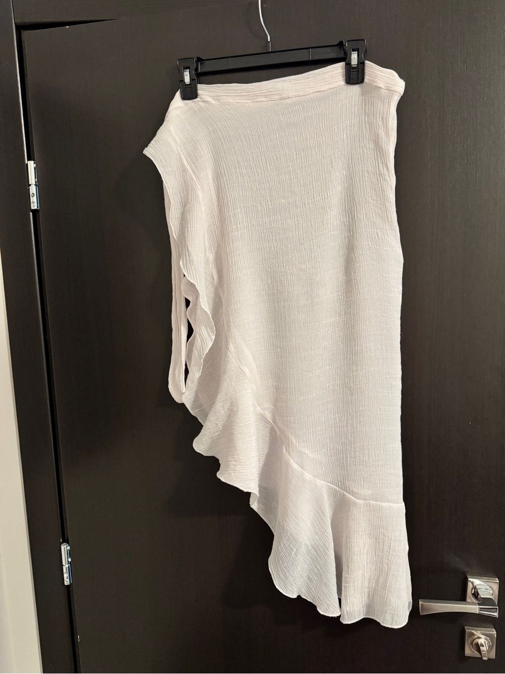 White Asymmetrical Ruffle Swim Cover Up Beach Skirt